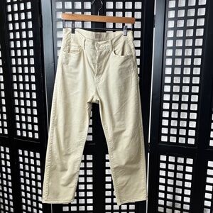 🤍 Mother Ditcher Crop Jeans Women 27 Cream Chalk Stretch Lightweight 🤍
